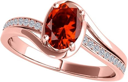 1.40 Carat Garnet And Diamond Ring In Solid Rose, White & Yellow Gold, Best Valentinesday Gift