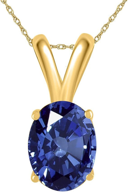 0.45Ct Oval Sapphire Pendant in 14k Yellow Gold (6x4 mm), Best Valentinesday Gift