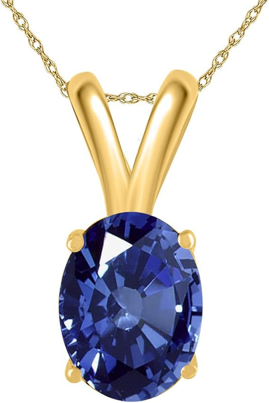 1.20Ct Oval Sapphire Pendant in 14k Yellow Gold (8x6 mm), Best Valentinesday Gift