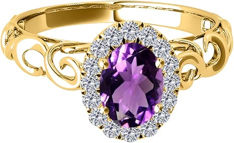 1.35 Carat 10K Amethyst Diamond Ring In Solid Rose, White & Yellow Gold, Best Valentinesday Gift