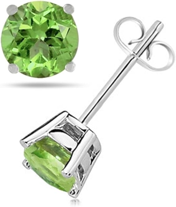 Round Peridot Earrings in Sterling Silver (5mm)