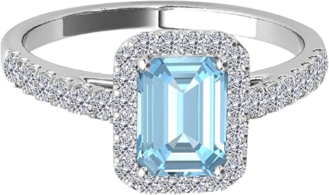 1.85 Ct. Natural Aquamarine Diamond Ring crafted in 10k Rose, White & Yellow Gold, Best Valentinesday Gift