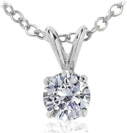 AoneJewelry 0.50 CT Round White Diamond Solitaire Pendant in 14K White Gold, Best Valentinesday Gift