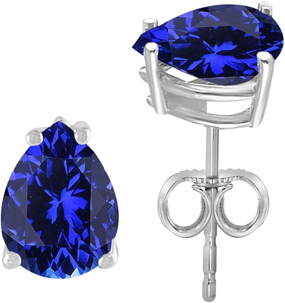 AoneJewelryPear Tanzanite Earrings for Women in 14k White Gold (6x4 mm) Prong-Setting Gemstone Wedding Jewelry Collection