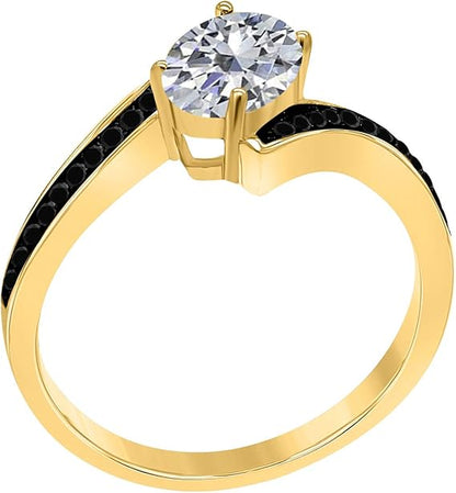 Aonejewelry 1.00 Carat Black And Oval Shape Diamond Ring In 14K White, Rose & Yellow Gold, Best Valentinesday Gift