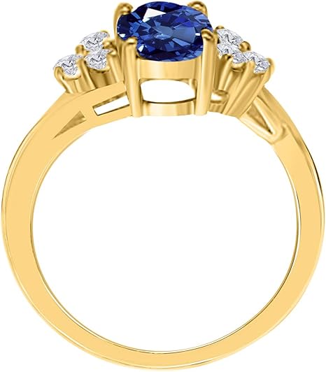 Aonejewelry 1.50 Ct. 10k Rose, White & Yellow Gold Sapphire And Diamond Ring, Best Valentinesday Gift