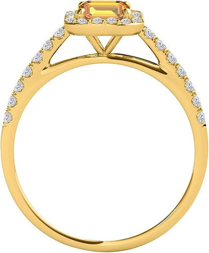 1.85 Carat Citrine Diamond Ring In 10K Rose, White & Yellow Gold, Best Valentinesday Gift