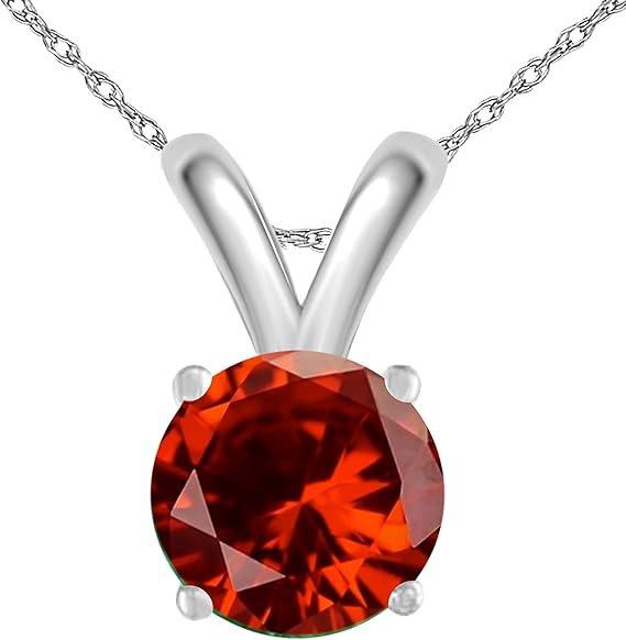 Pendant Necklace for Women | 14k White gold 0.80 Carat 1 stone Round cut Prong setting 18" Silver Box Chain Necklace Wedding Jewelry Collection