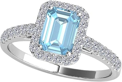 1.85 Ct. Natural Aquamarine Diamond Ring crafted in 10k Rose, White & Yellow Gold, Best Valentinesday Gift