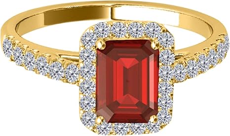 1.85 Carat Emerald Cut Garnet And Diamond Ring In 10K Solid Rose, White & Yellow Gold, Best Valentinesday Gift