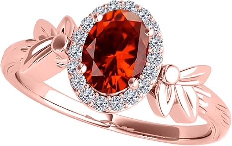 1.40 Carat Diamond And Garnet Ring In 10K Solid Rose, Yellow & White Gold, Best Valentinesday Gift