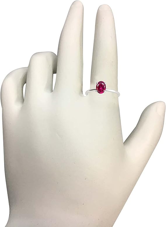 0.85 Cttw Lab-Created Oval Shape Ruby Gemstone Ring made in 10K Rose, White, Yellow Gold