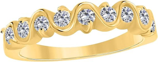 1/2 CT. Diamond Swirl Design Wedding Band In 10K Rose, White & Yellow Gold, Best Valentinesday Gift