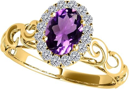 1.35 Carat 10K Amethyst Diamond Ring In Solid Rose, White & Yellow Gold, Best Valentinesday Gift