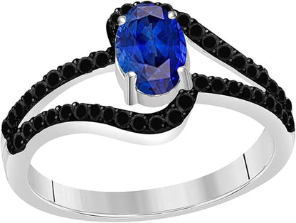 Aonejewelry 1.45 Ct. Created Tanzanite 10K Rose, White & Yellow Gold Dimaond Ring, Best Valentinesday Gift