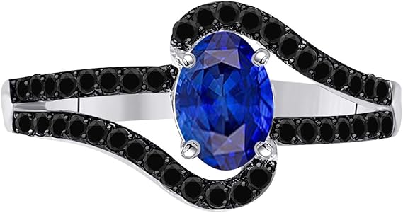 Aonejewelry 1.45 Ct. Created Tanzanite 10K Rose, White & Yellow Gold Dimaond Ring, Best Valentinesday Gift