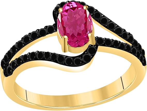 Aonejewelry 1.45 Ct. Pink Topaz 10K Rose, White & Yellow Gold Dimaond Ring, Best Valentinesday Gift