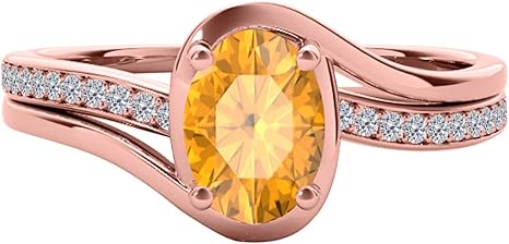 1.40 Carat Diamond Oval Shape Citrine In 10K Solid Rose, White & Yellow Gold, Best Valentinesday Gift