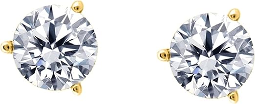 AoneJewelry0.30 CaratsW Round White Diamond Martini Stud Earrings for Women In 14K Yellow Gold Prong-Setting Gemstone Wedding Jewelry Collection