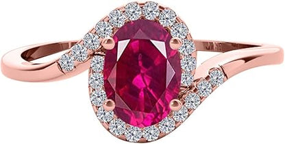 10K 1.00 Carat Diamond And Oval Shape Gemstone Ring In Rose, White & Yellow Gold, Best Valentinesday Gift