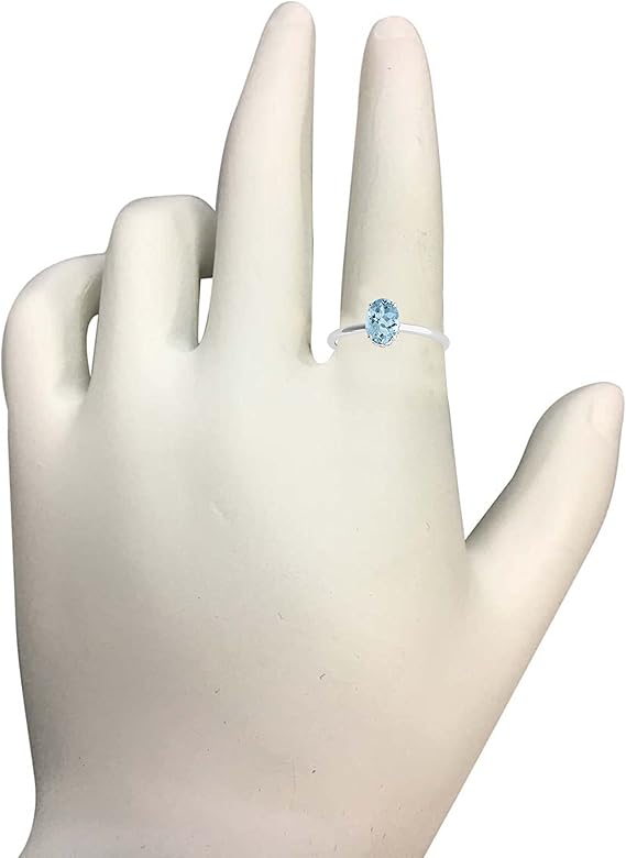 1.45 Cttw Oval Shape Aquamarine And White Diamond (H-I, I1-I2) Ring made in 10K Rose, White, Yellow Gold