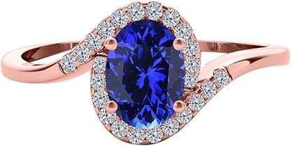 10K Rose, White & Yellow Gold 1.00 Carat Tanzanite Diamond Ring, Best Valentinesday Gift