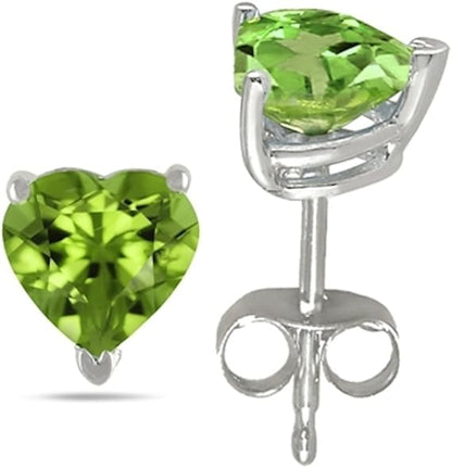 Heart Peridot Earrings in Sterling Silver (5mm)