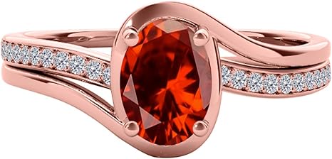 1.40 Carat Garnet And Diamond Ring In Solid Rose, White & Yellow Gold, Best Valentinesday Gift