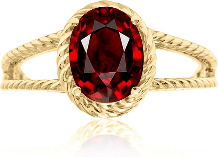 Aonejewelry 1.25 Carat Garnet Oval Shape Ring In 10K Solid Rose, White & Yellow Gold, Best Valentinesday Gift