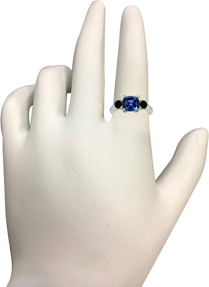 Aonejewelry 2.20 Carat Tanzanite And Black Diamond Three Stone Ring In 10K Solid Rose, White & Yellow Gold, Best Valentinesday Gift