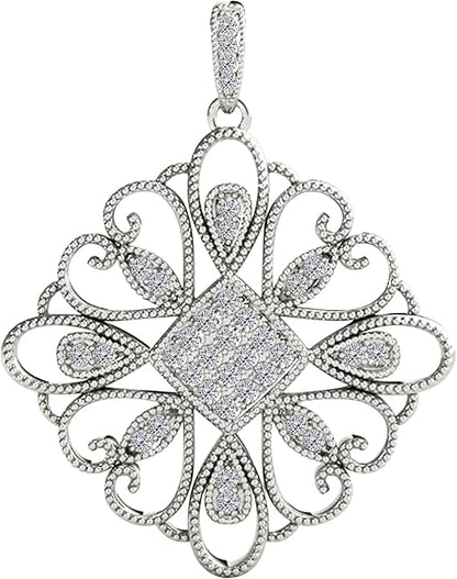 0.35 Carat Natural Round White Diamond Four Leaf Pendant Necklace For Women In 10K Rose, Yellow and White Gold with Gold Plated 925 Sterling Silver 18" Box Chain