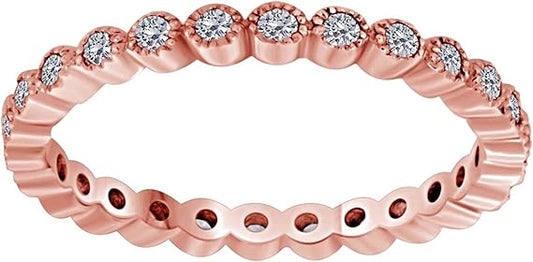 0.40 Carat Diamond Eternity Band In 14K Rose Gold, Best Valentinesday Gift