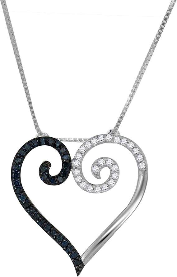 Diamond Heart Shape Lightweight Pendant In 925 Sterling Silver With 18" Chain