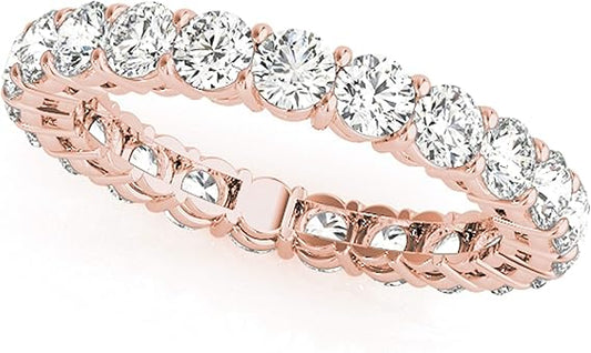 14K Solid White, Yellow & Rose Gold Diamond Eternity Wedding Band, Best Valentinesday Gift