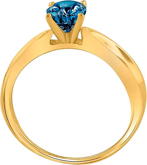 1/2 Carat 10K White, Yellow & Rose Gold Solitaire Blue Diamond Ring, Best Valentinesday Gift