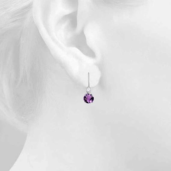 Aonejewelry1.80 Carats Gemstone Diamond Dangling Earrings for Women In 14K White Gold Prong-Setting Gemstone Wedding Jewelry Collection