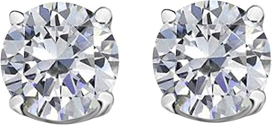 AoneJewelry 0.50 CTW Round Diamond Solitaire Stud Earrings In 14K White Gold, Best Valentinesday Gift