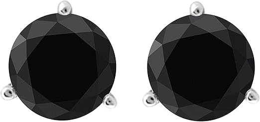 AoneJewelry4.00 CaratsW Round Black Diamond Martini Stud Earrings for Women In 14K White Gold Prong-Setting Gemstone Wedding Jewelry Collection