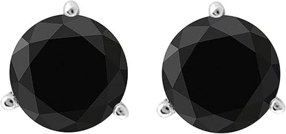 AoneJewelry2.50 CaratsW Round Black Diamond Martini Stud Earrings for Women In 14K White Gold Prong-Setting Gemstone Wedding Jewelry Collection