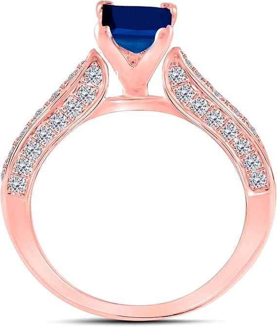 Aonejewelry Engagement Rings for Women 2.15 Carat Tanzanite And Diamond Bridal Set Ring In 14K Solid Rose, White & Yellow Gold Wedding Jewelry Collection -Valentines Day Gift for Her