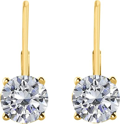 0.40 Carat Brilliant Cut White Diamonds Leverback Earring In14K Yellow Gold for Women All Occasions