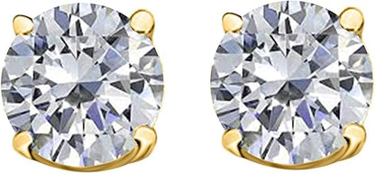 AoneJewelry0.30 CaratsW Round White Diamond Solitaire Stud Earrings for Women In 14K Yellow Gold Prong-Setting Gemstone Wedding Jewelry Collection