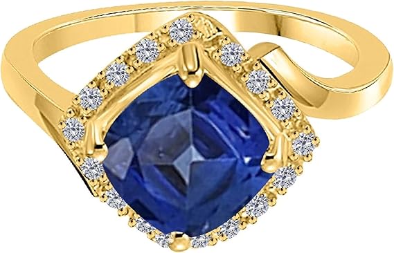 Aonejewelry 2.35 Carat Sapphire Halo Diamond Ring In 10K Solid Rose, White & Yellow Gold, Best Valentinesday Gift