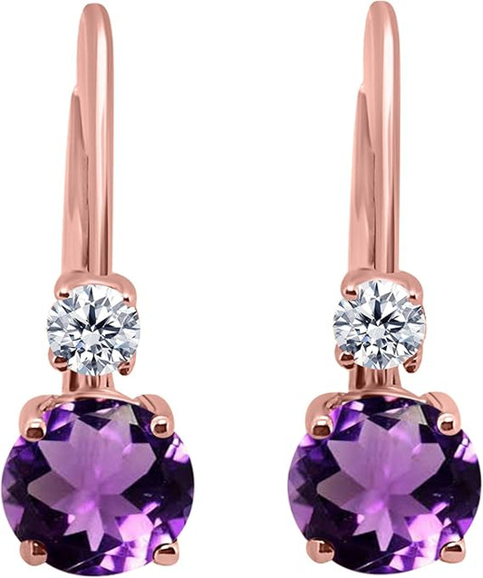 Aonejewelry1.80 Carats Gemstone Diamond Dangling Earrings for Women In 14K Rose Gold Prong-Setting Gemstone Wedding Jewelry Collection