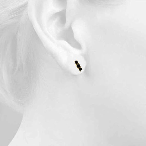 AoneJewelry1.50 Carat Natural Black Diamond 14K Gold Stud Earrings for Women For Women's Prong-Setting Gemstone Wedding Jewelry Collection