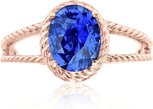 Aonejewelry 1.25 Carat Created Tanzanite Oval Shape Ring In 10K Solid Rose, White & Yellow Gold, Best Valentinesday Gift