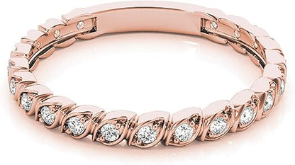 Aonejewelry 0.50 Carat Tri-Color Diamond Stackable Wedding Band In 10K Solid Gold, Best Valentinesday Gift