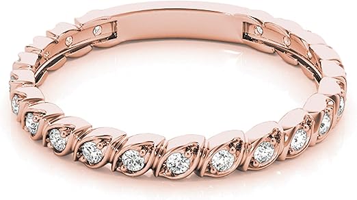 Aonejewelry 10K Diamond Wedding Lightweight Band In Solid Rose, White & Yellow Gold (0.15 Carat), Best Valentinesday Gift