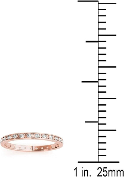 Diamond Eternity Wedding Band In 10K Solid White, Yellow & Rose Gold, Best Valentinesday Gift