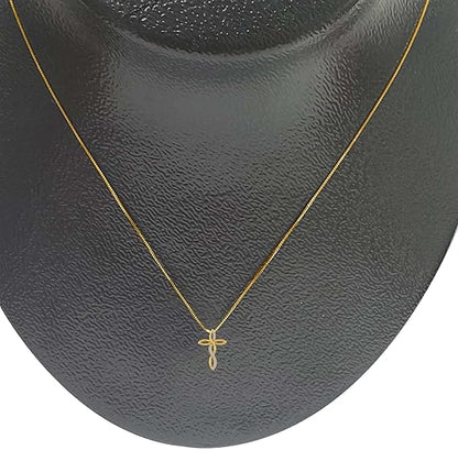 AoneJewelry 0.25 Carat Lab-Grown Round White Diamond Cross-Pendant Necklace For Women in 10K Rose, White and Yellow Gold with Sterling Silver Box Chain.